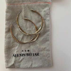 Alexis Bittar Intertwined Gold and Crystal Pave Hoop Earring with dust bag